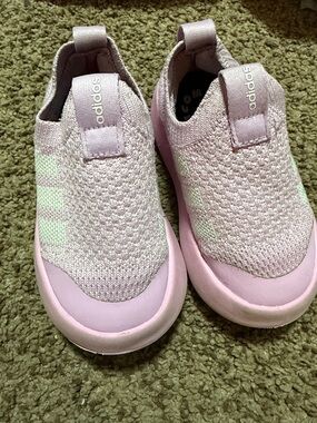 adidas Kids Slip-On Knit Sneakers in Pastel Pink
